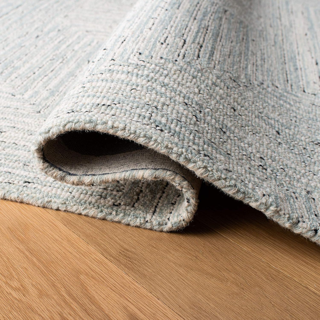 Micro-Loop Area Rug - 10' x 14', Light Grey & Ivory, Handmade Wool