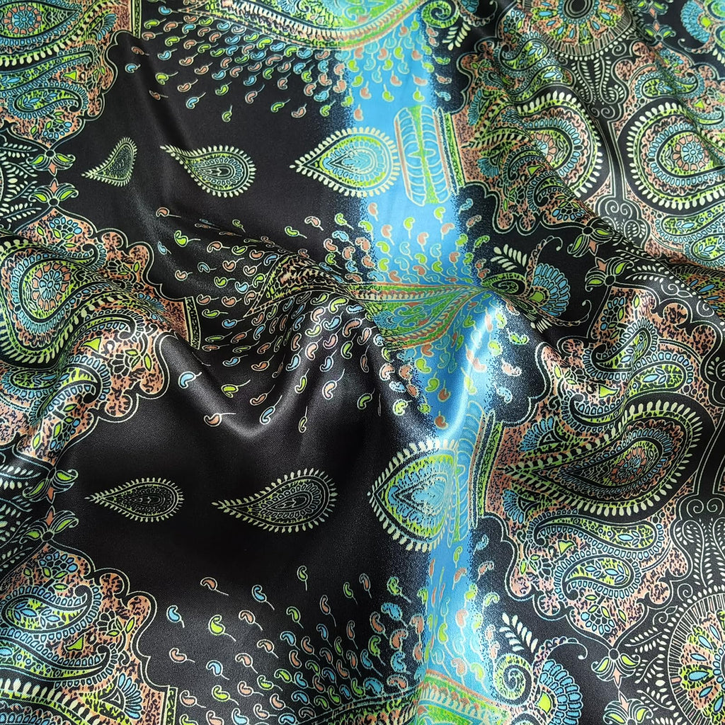 Paisley Patchwork Printed Satin Fabric Clothing Lining Sewing Material
