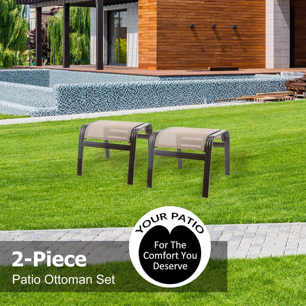 Summerville Outdoor Ottomans Textliene Patio Furniture Small Seating Furniture Aluminum Metal Footstools for Rest Set