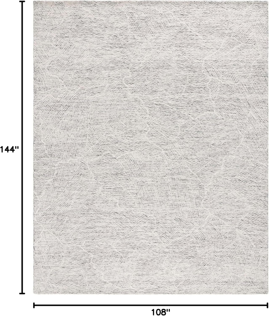 Metro Area Rug - 9' x 12', Dark Grey & Ivory, Handmade Wool