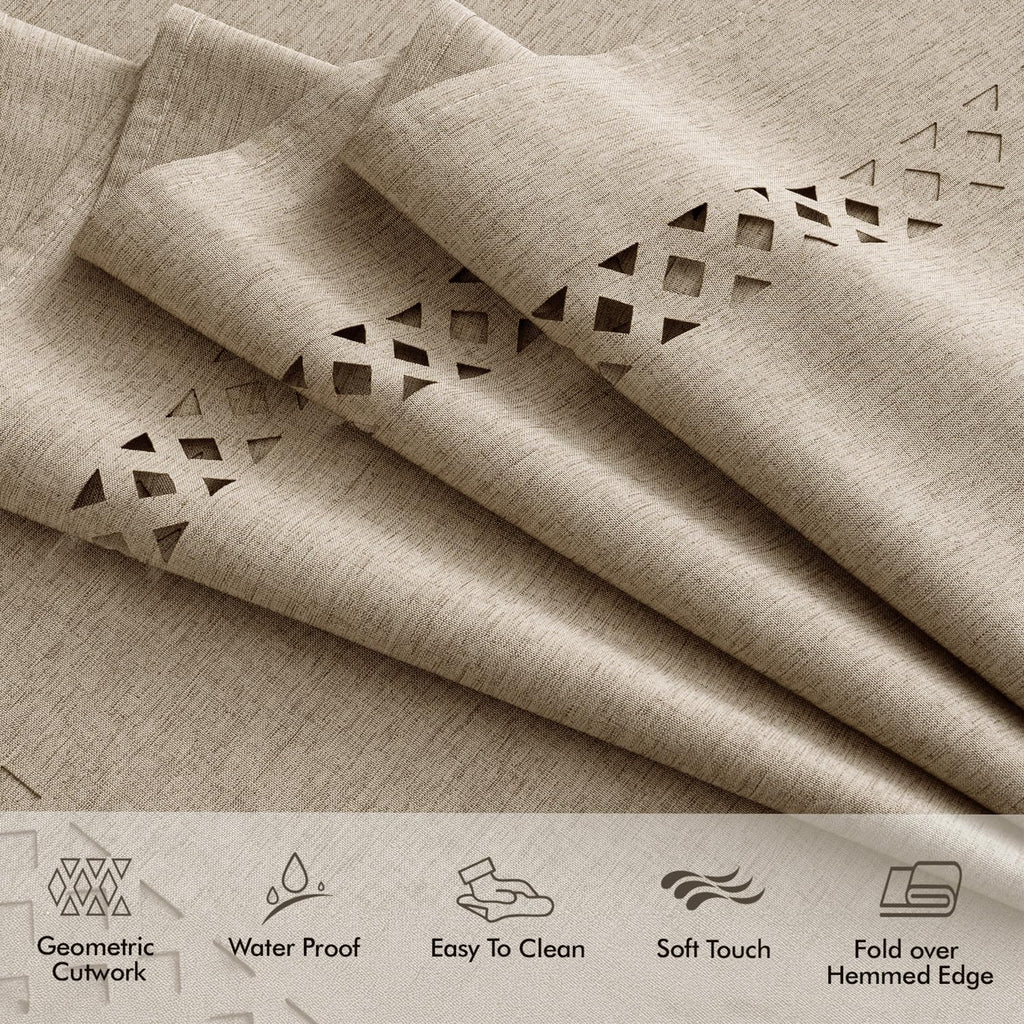 Taupe Rectangle Tablecloth with Decorative Cutouts 60x120 inch