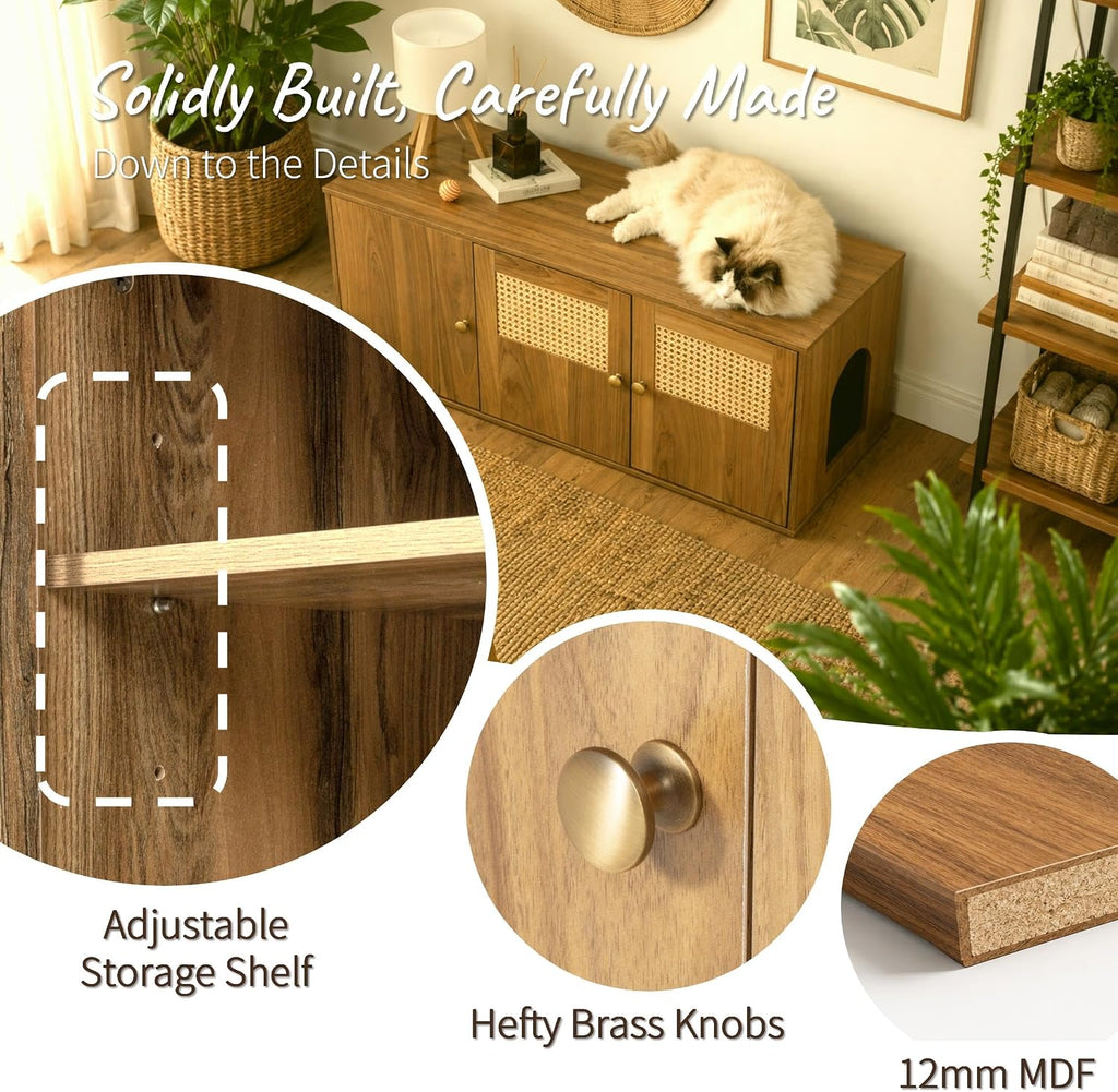 Cat Litter Box Enclosure Furniture with Storage, 42.5"L x 18.5"W x 16.9"H
