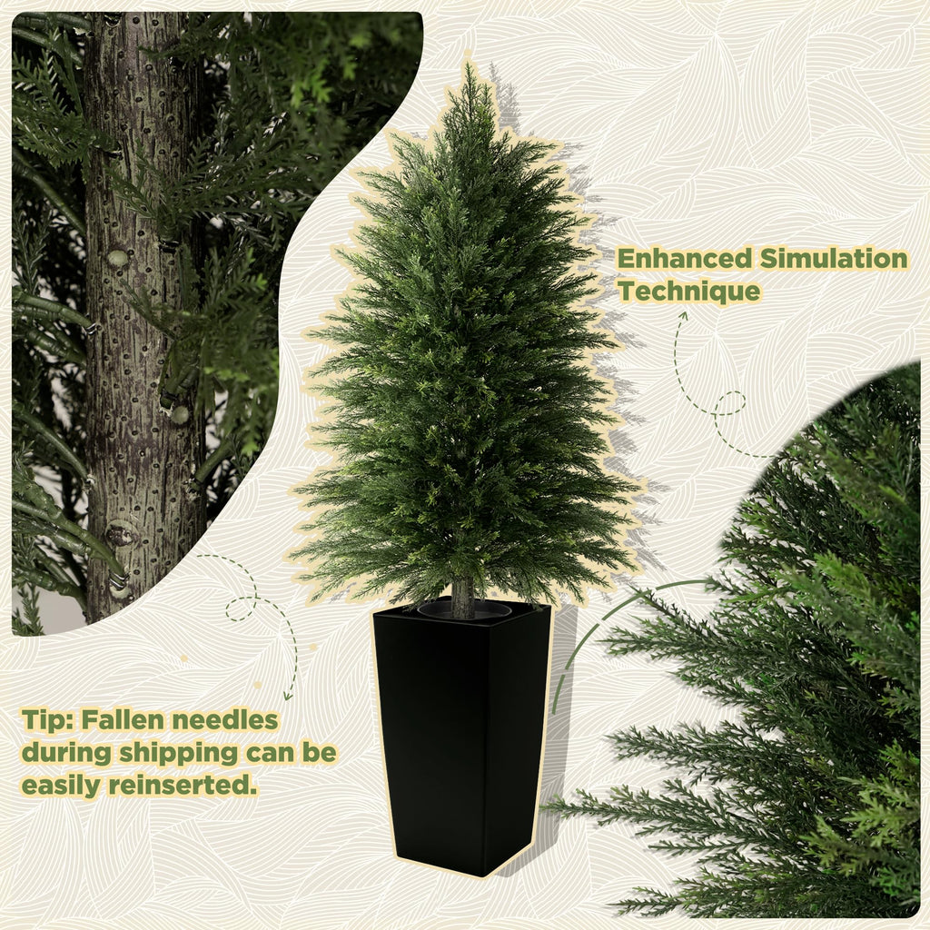 4ft UV Resistant Artificial Cedar Trees, Full Realistic Shape, 2-Pack Black
