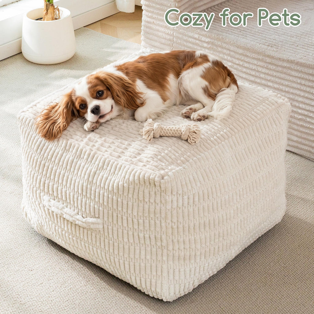 Pouf Ottoman Stuffed Square Modern Foam Filled Foot Rest Poufs Chair Decorative 20 X 14 Inches Boho Relax Stool for
