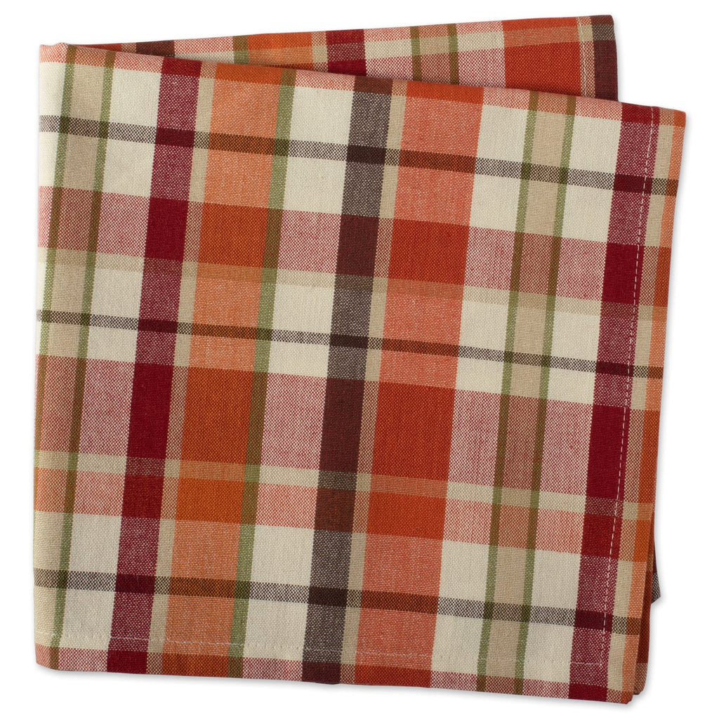Thanksgiving & Fall Table Decoration Autumn Farmhouse Plaid, Napkin Set, 20x20, Pumpkin Spice Plaid, 6 Count