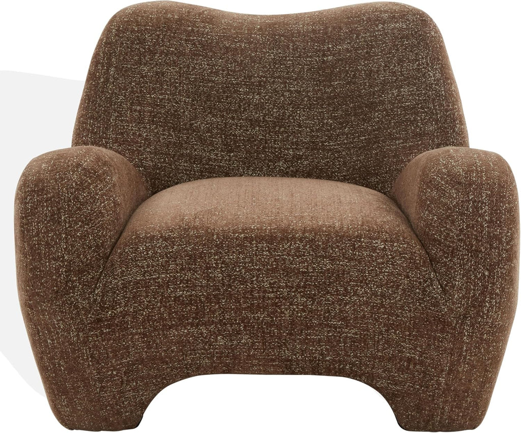 Couture Collection - Randal Dark Brown Chenille Accent Chair, Fully Assembled Upholstered Lounge Seating with Curved