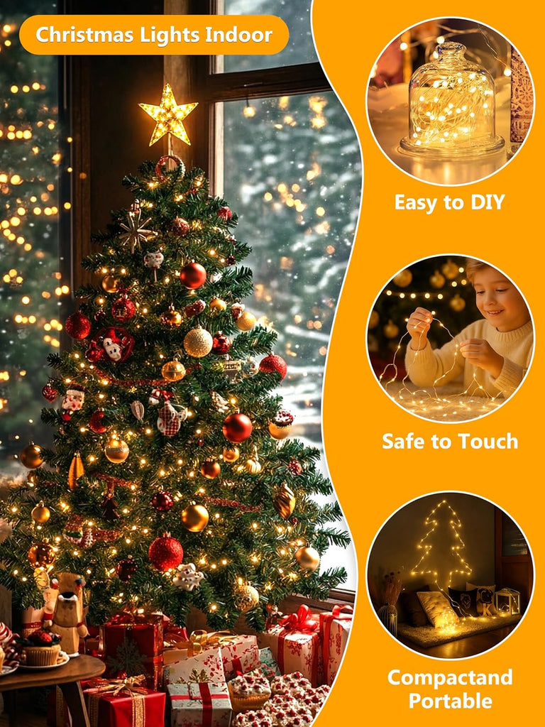 200FT 600LED Christmas String Lights Plug in Fairy Lights Indoor