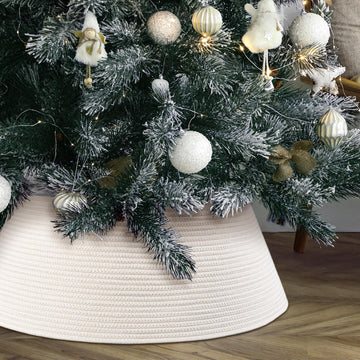 Beautiful Christmas Tree Collar - Modern 28" Cotton Rope Tree Ring
