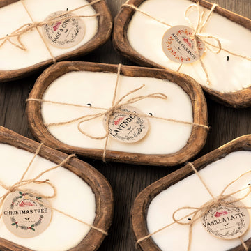 Red Barn Wooden Dough Bowl Candles - 3-Wick, Pumpkin Spice, 10" x 6" x 2"