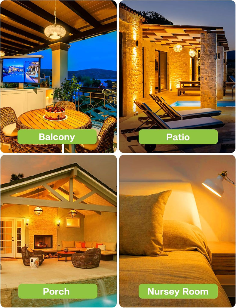 LED Amber Sleep Light Bulbs, A15 40W Equivalent Soft Warm Blue Light Block