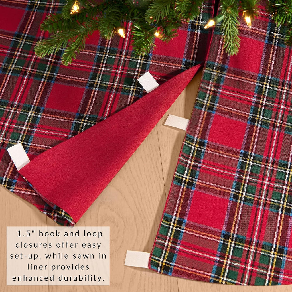 Stowe Tartan Plaid Tree Skirt, Red - 48" W x 48" L