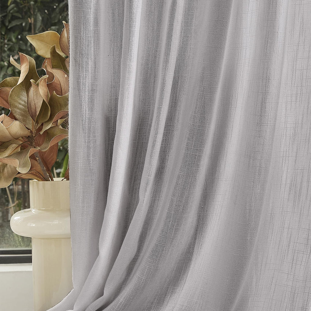 108 Inches Long Ceiling Curtains, Light Filtering Boho Window Sheer Drapes Patio Sliding Door Back Tab Elegant Look