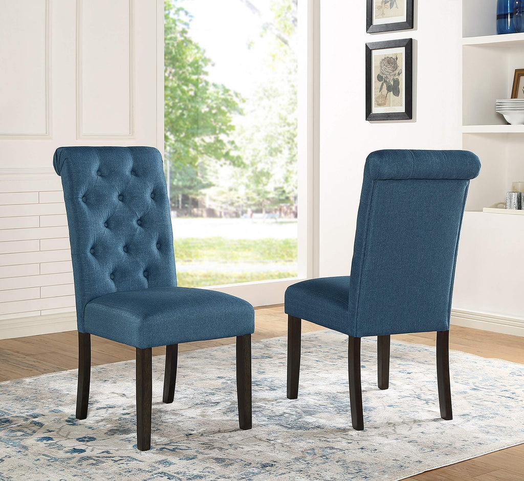 Leviton Urban Style Dark Washed Wood Dining Set: Table, 4 Chairs and Bench, Blue