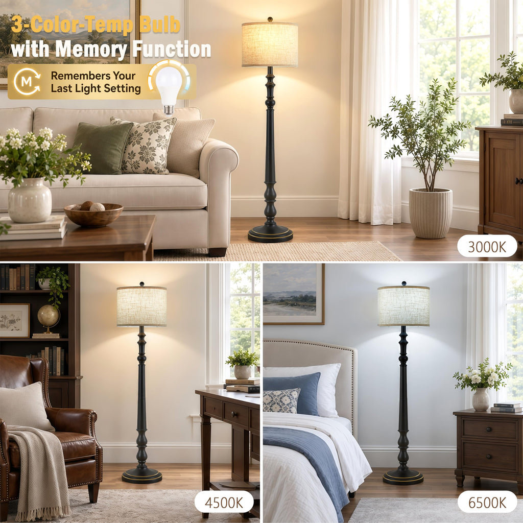 Farmhouse Floor Lamp, 60'' Tall Rustic Standing Lamp