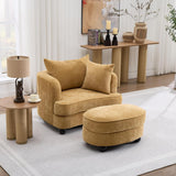 Modern Chaise Lounge Chair — Yellow Chenille