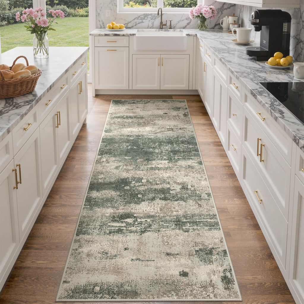 2'6"x8' Runner Rug Non Slip Washable Entryway Sage Sand