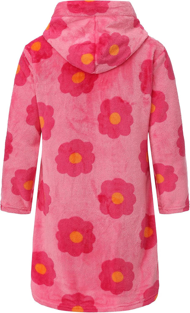 Girls Fleece Hooded Robes Soft Plush Bathrobe for Kids