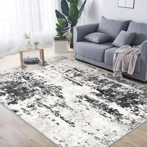 Living Room Rug 5x7 Rug, Machine Washable Modern Abstract Rug Soft Neutral Area Rug Non-Slip Stain Resistant Large