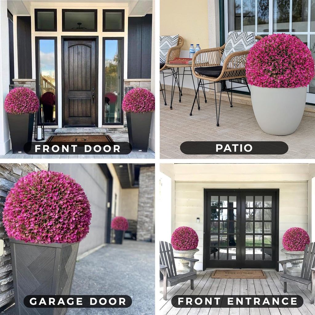 23" XL Hot Pink Artificial Topiary Balls, Set of 2
