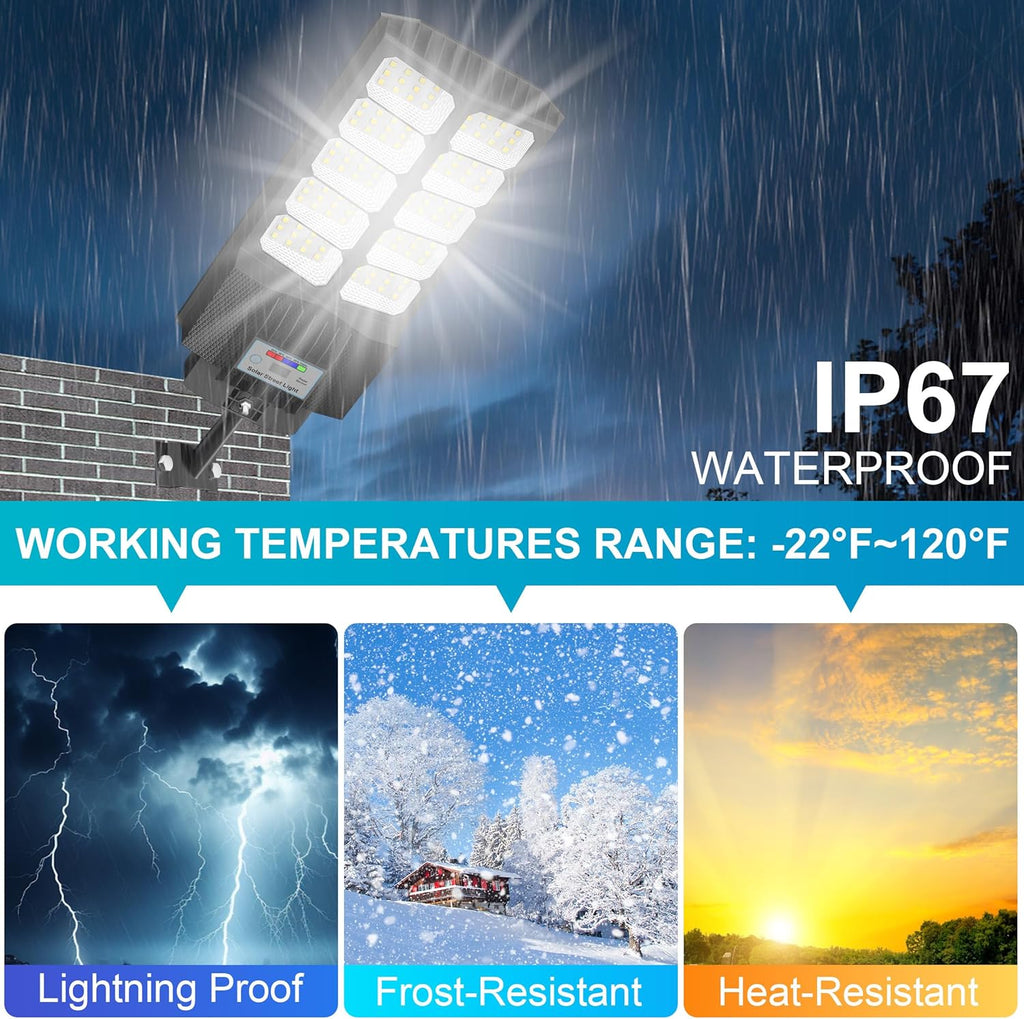 Solar Street Lights Outdoor Waterproof - LED Solar Flood Lights Outdoor Dusk to Dawn with Mention Sensor, Outdoor