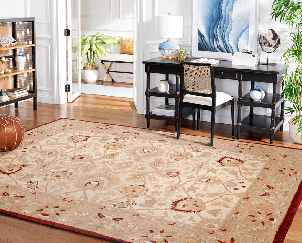 Anatolia Area Rug - 9' x 12', Beige & Rust, Handmade Traditional Oriental Wool