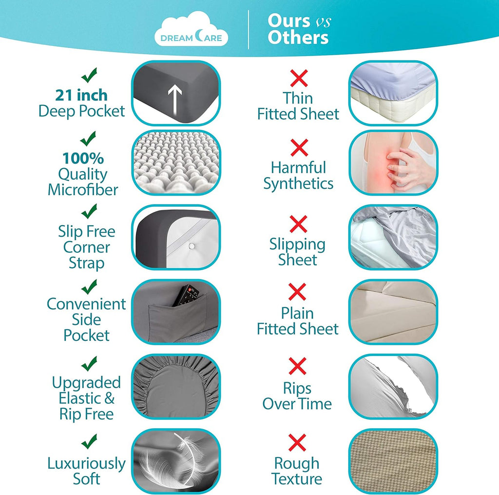 King Sheets Set - 6 pcs Breathable Cooling Bed Sheets - up to 21" Extra Deep Pocket King Sheet Set with Side Pockets