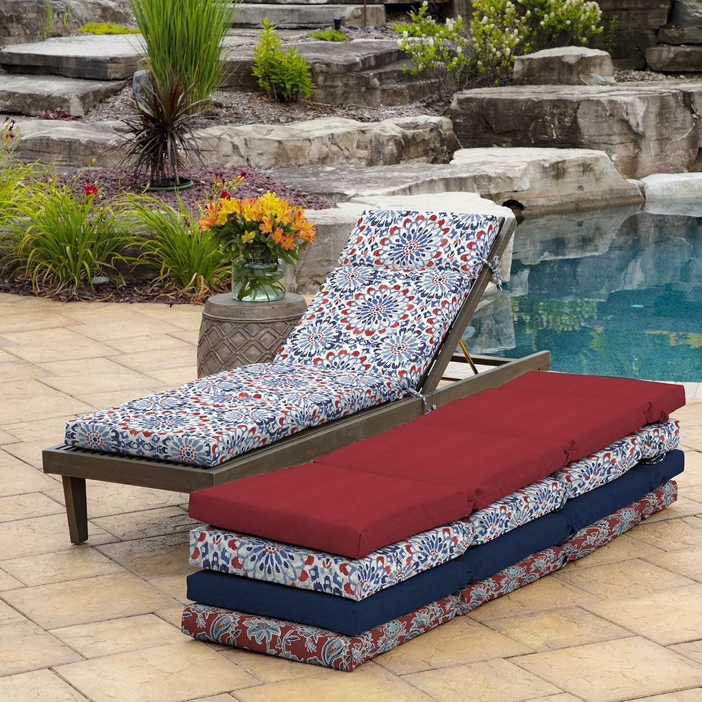 Outdoor Chaise Cushion, 21 in x 72 in, Weather-Proof, Rain-Proof, Fade Resistant Patio Cushion for Chaise Lounger