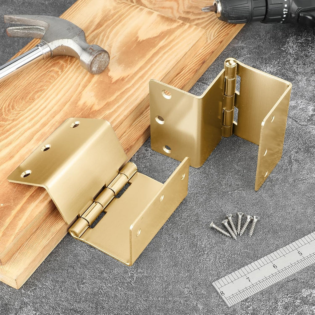 12 Pack Gold Offset Door Hinges 3.5 Inch with 1/4" Radius Corner