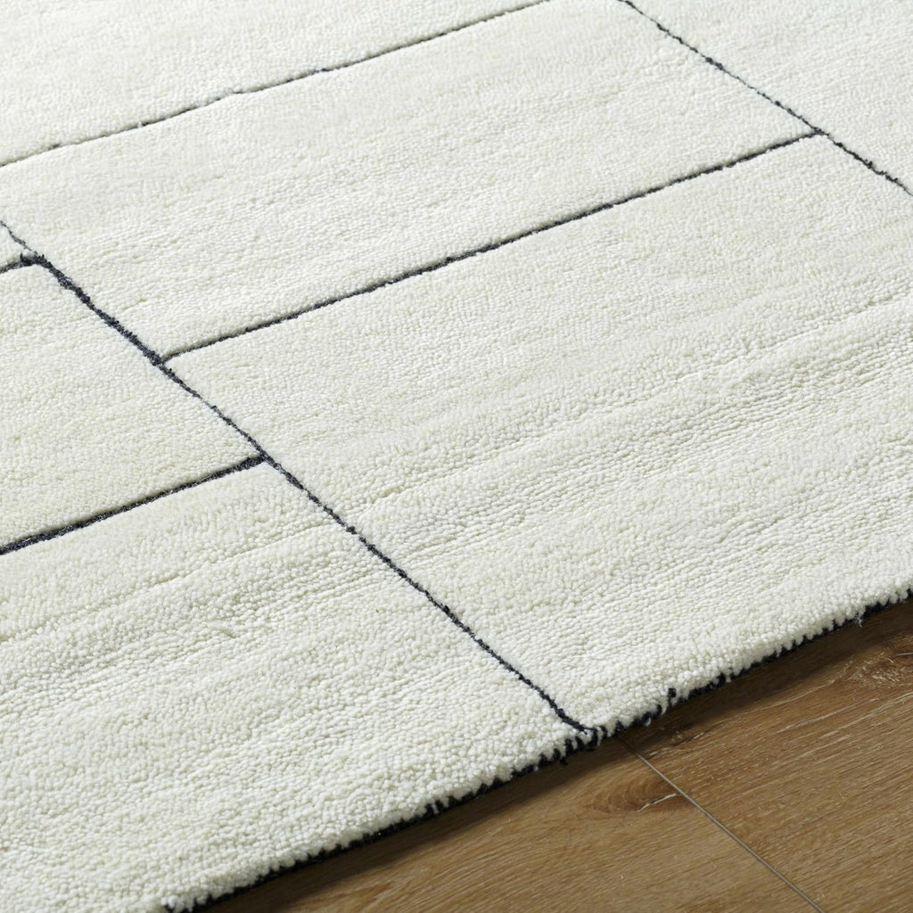 Pira Wool Living Room, Bedroom Area Rug - Geometric Striped Tile Square Abstract - Contemporary Modern Minimalist