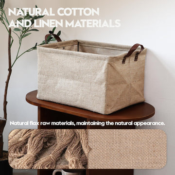 Square Jute Storage Basket with Internal Frame Support - Structured Organizer 42x30x25cm for Shelves, Cabinets, Home
