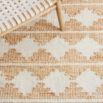 Natural Fiber Collection Area Rug - 6' Square, Ivory & Natural, Handmade Farmhouse Jute & Wool, Ideal for High