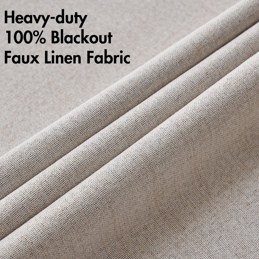 Extra Wide 100% Blackout Linen Curtains 100x84 Ivory