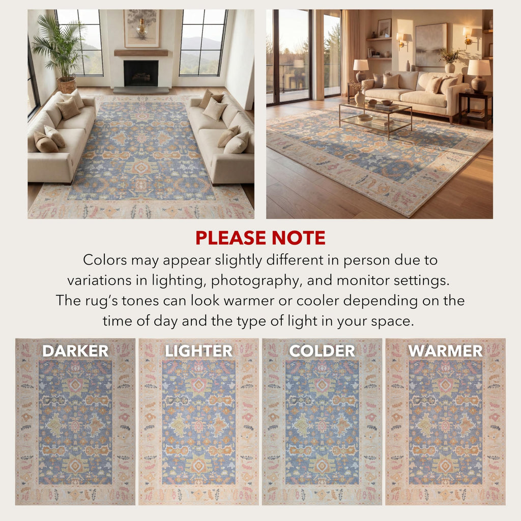 Runner Rug, Washable Area Rug, Low Pile, Non-Slip Backing