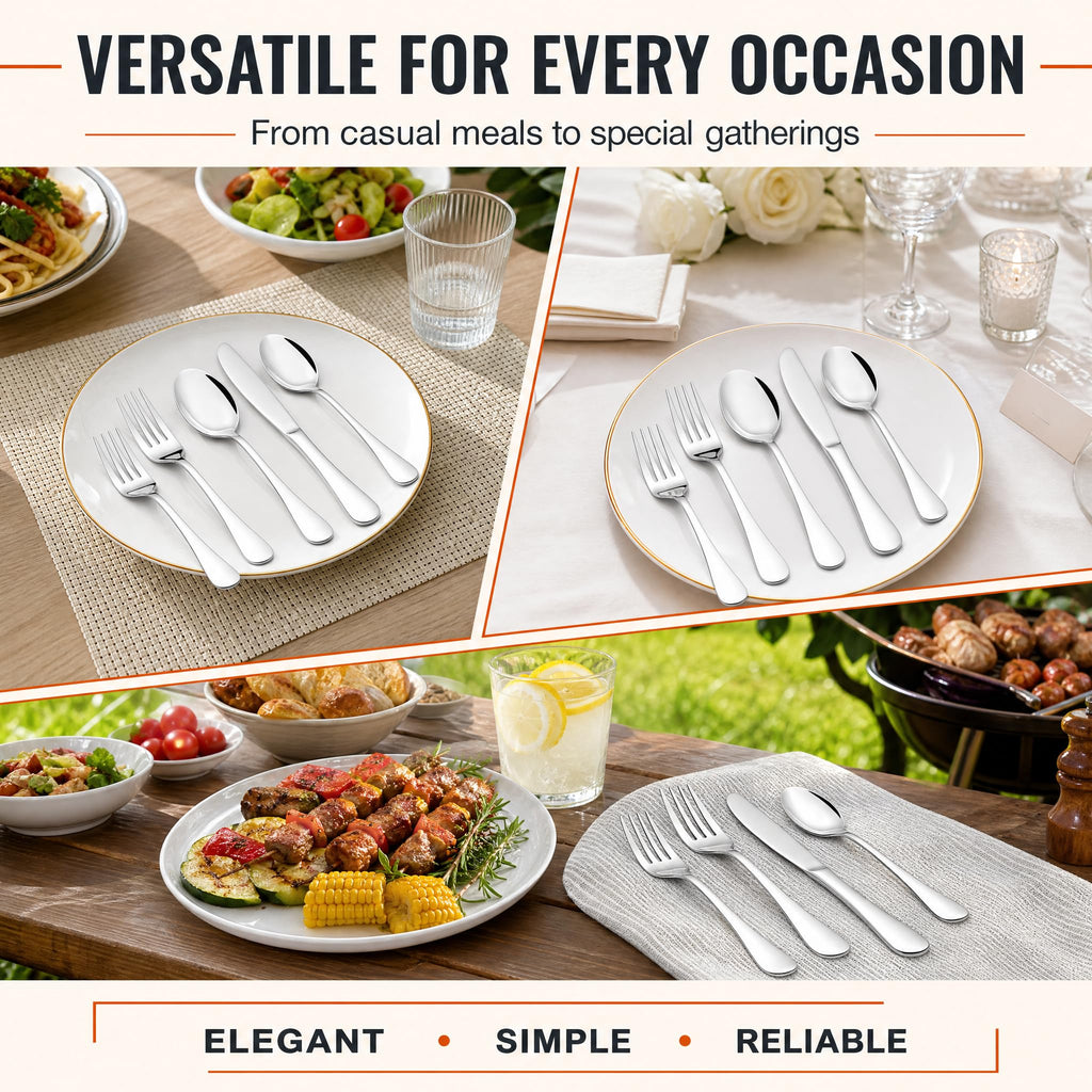 60 Piece Silverware Set for 12,Stainless Steel Flatware Set