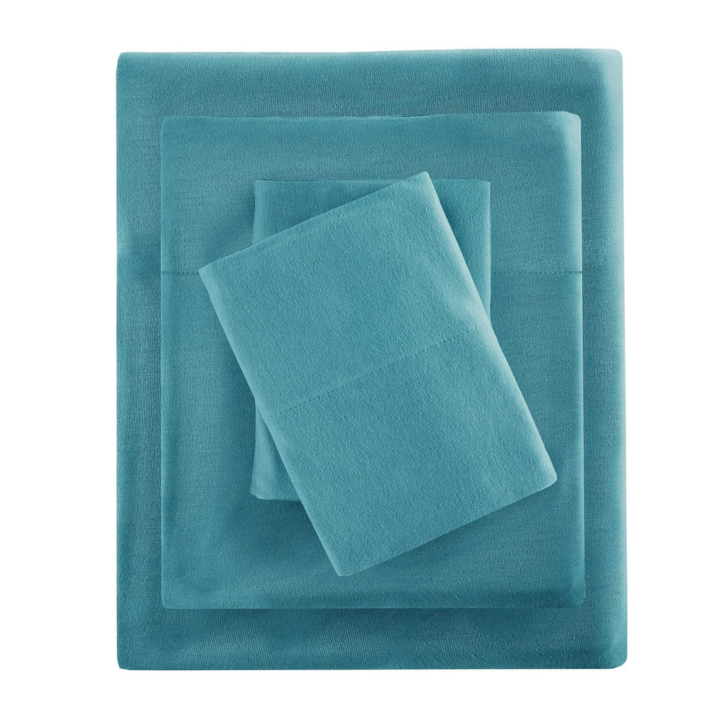 Cotton Blend Jersey Knit Sheet Set Twin XL Size, Teal