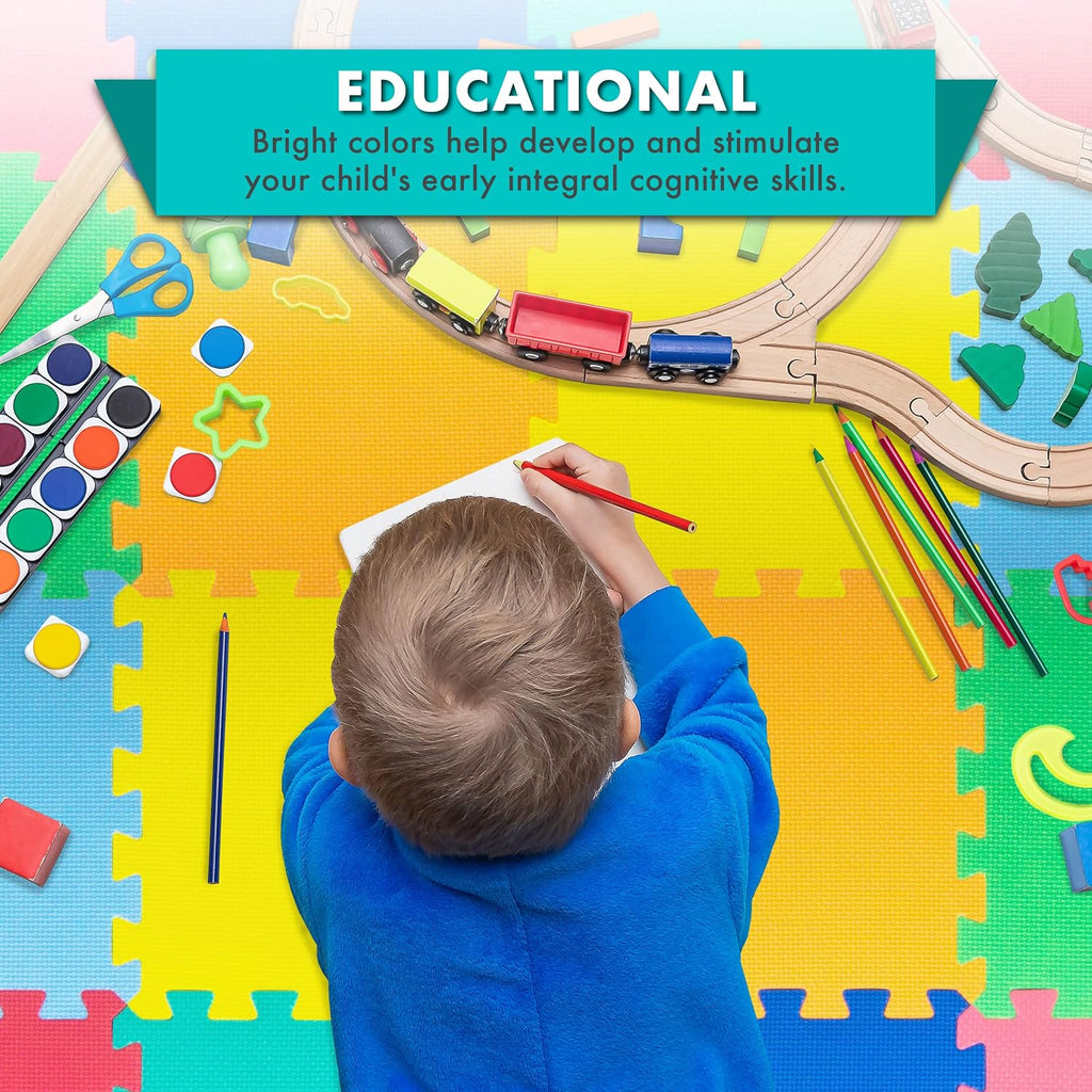 Play Mat, Soft Foam Floor Tiles for Kids, Interlocking EVA Panels for Playpen Use, Crawling Development Surface, Safe