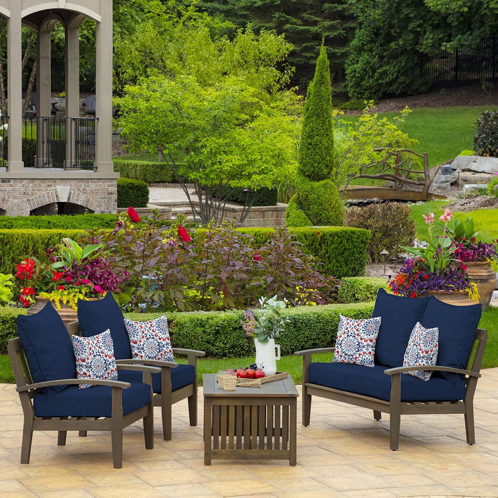 Outdoor Deep Seat Cushion Set, Foam, 24x24, Sapphire Blue | Sofa, Couch, Conversation Set, Premium High-Density Foam