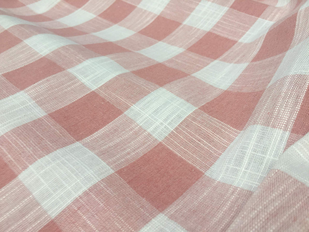 Gingham Linen Checked Linen Fabric Plaid Material Buffalo Black or Blue Check - 55 inches Wide (Sold by the Yard)