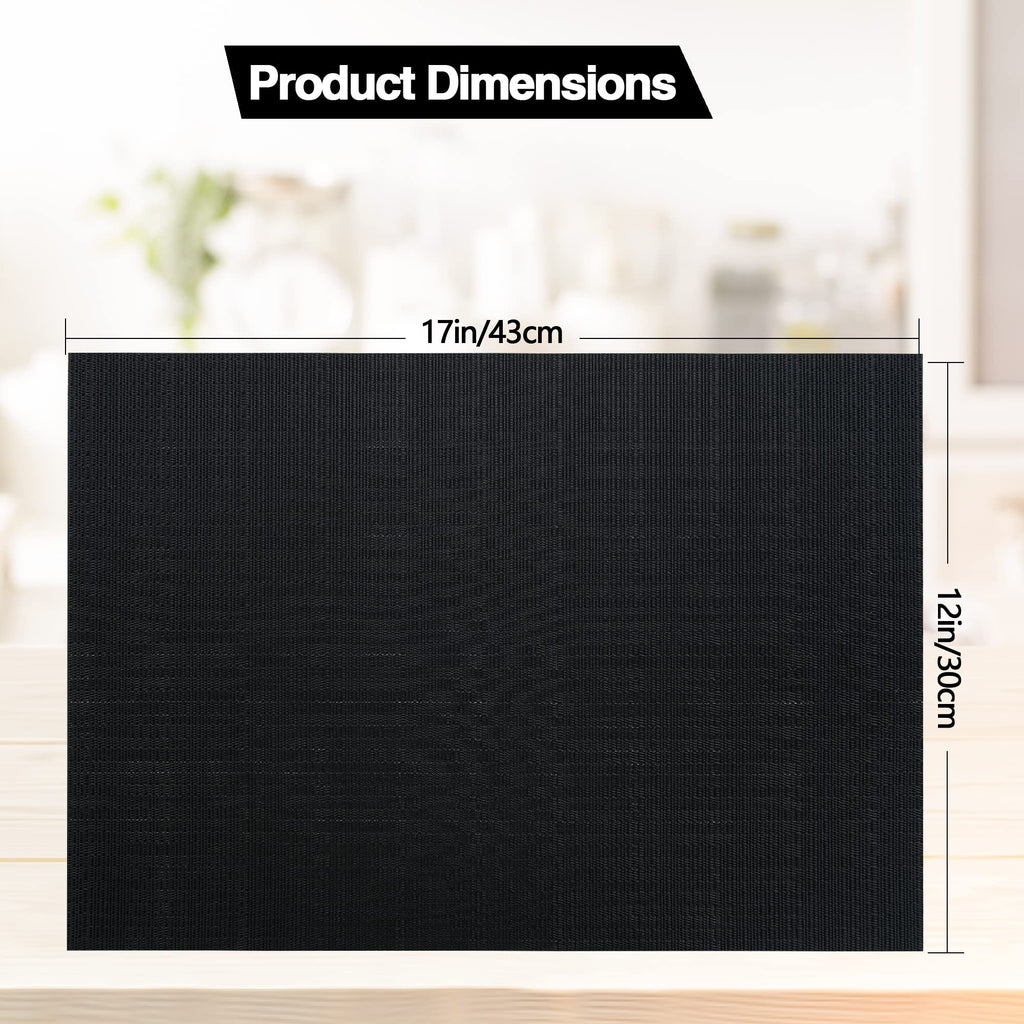 Black Placemats Set of 8 - Easy Clean Washable Vinyl Placemats - Heat Resistant Placemats Table - PVC Table Mats for