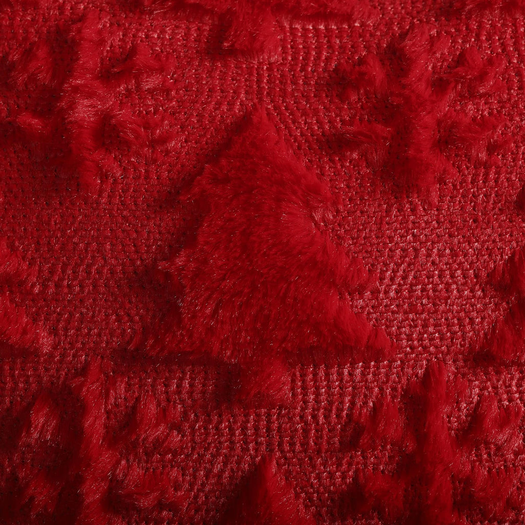 Christmas Snowflake Tree Decorative Pillow Covers 18x18 Set of 2, Red Soft Plush Faux Fur Farmhouse Throw Cushion