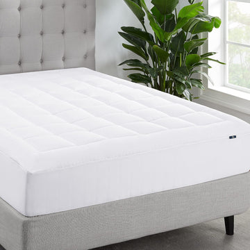 ComfortSure Quilted Cotton Pillowtop Mattress Pad, King | Breathable quilted mattress pad with pillowtop comfort and