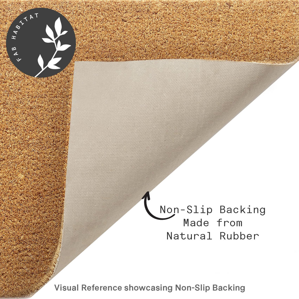 Modern Non Slip Doormat - Durable, Thin - Natural Coir & Rubber - Entryway, Double Door, Porch, Patio - Black Belt