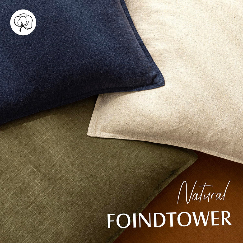 Linen Solid Decorative Throw Pillow Covers 16x16 Olive Green