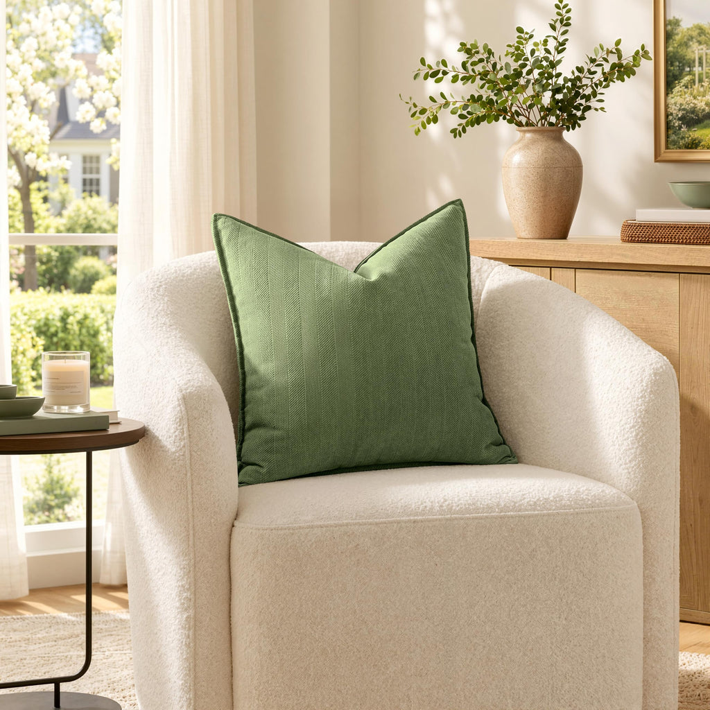 Pack of 2 Sage Decorative Chenille Pillow Covers 18x18 Inch