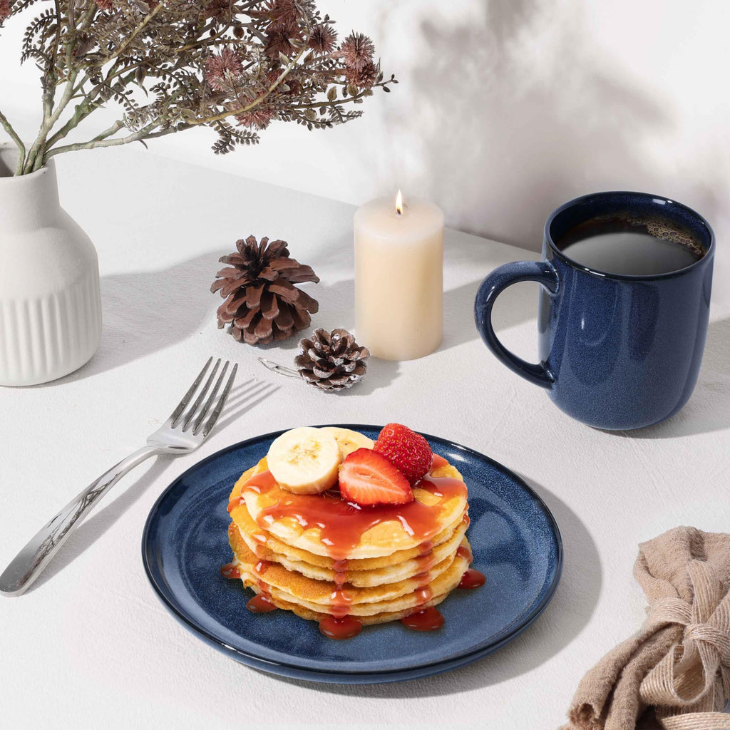 12 Pieces Dinnerware Sets Stoneware Service for 4, Starry Blue