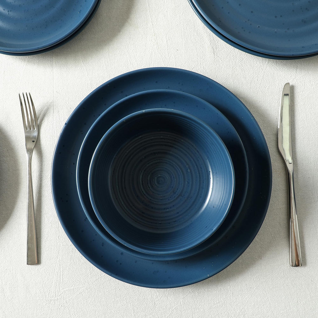 Ion 12-Piece Dinnerware Set Stoneware, Blue