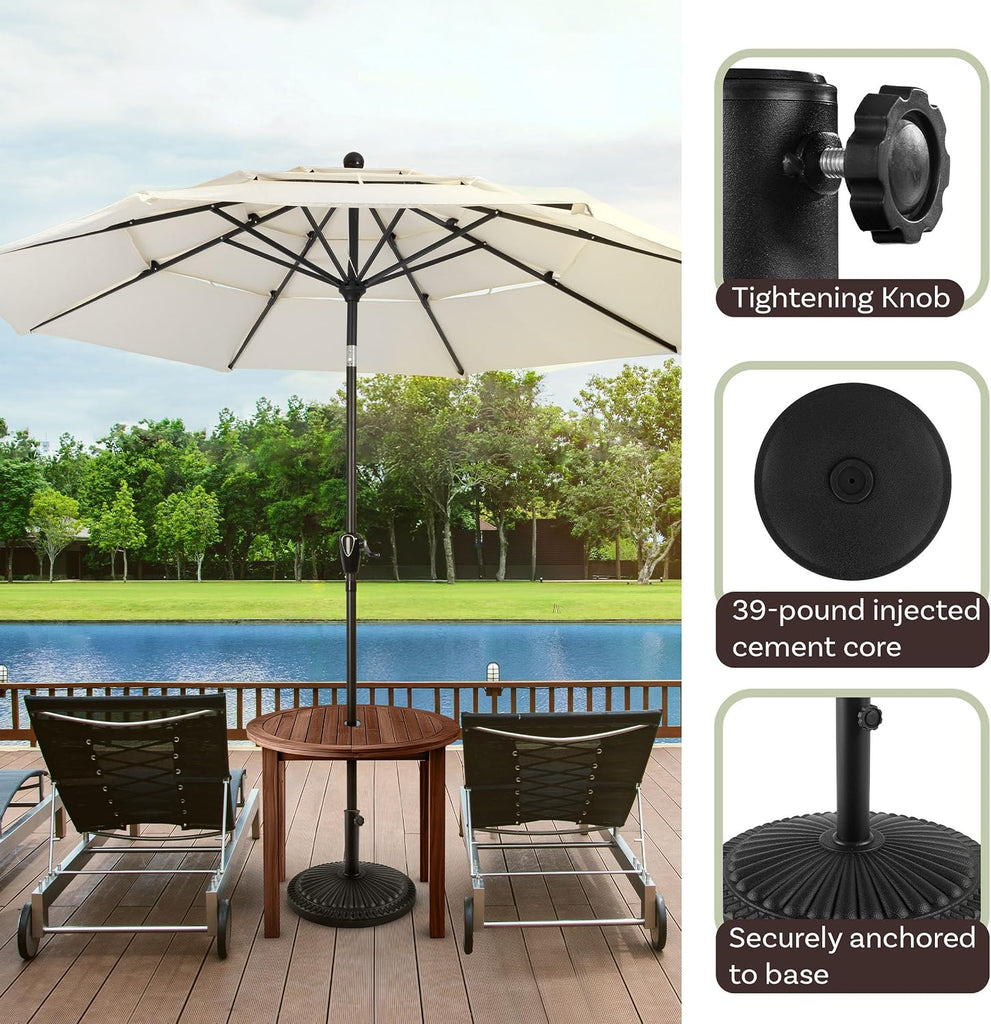 Patio Umbrella Base - 39lb Weighted Resin and Cement Patio Umbrella Stand Outdoor Base