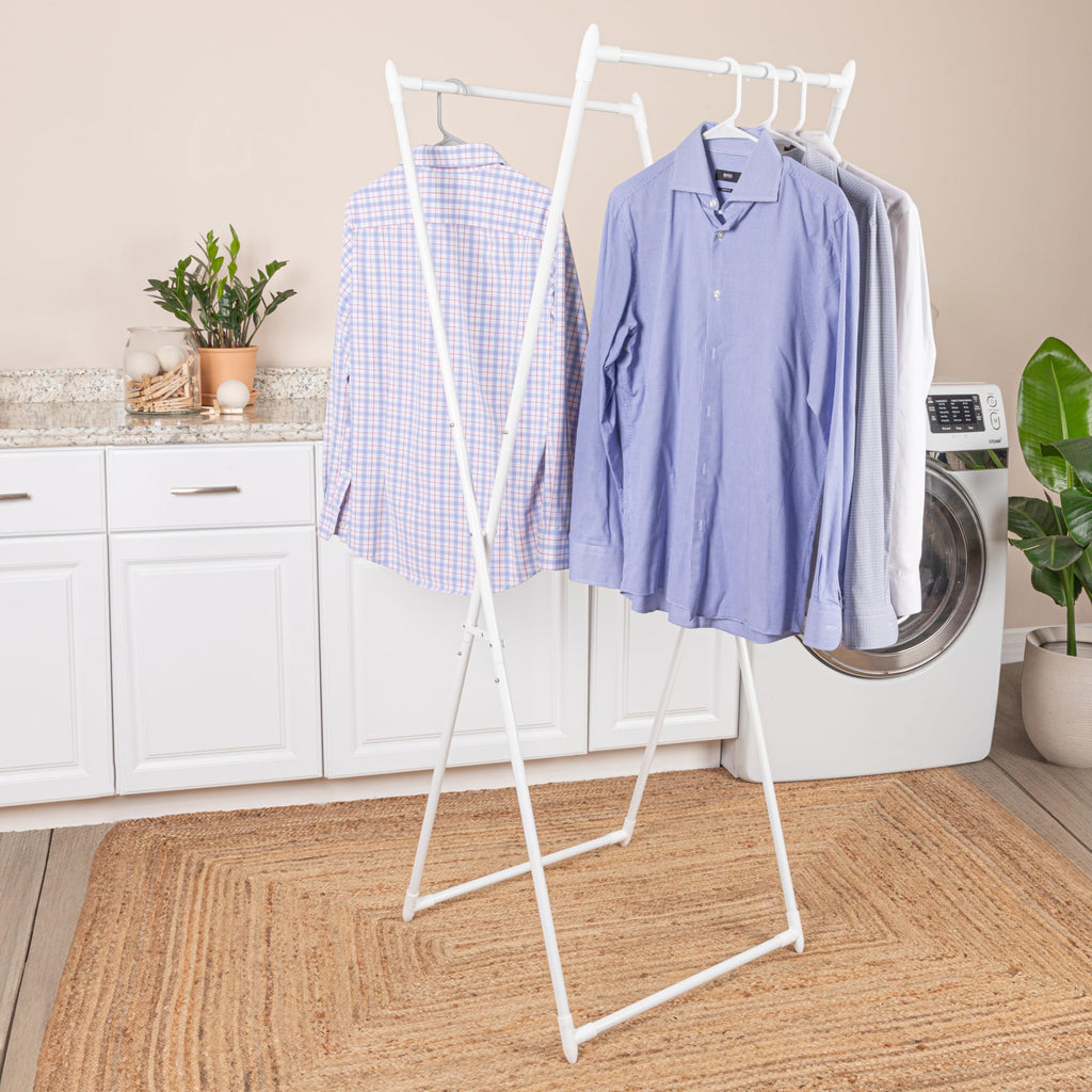 Valet Folding Clothes Rack, Strong Metal X-Frame, Chic Design, Great for Guest and Dressing Rooms, Portable and Easy