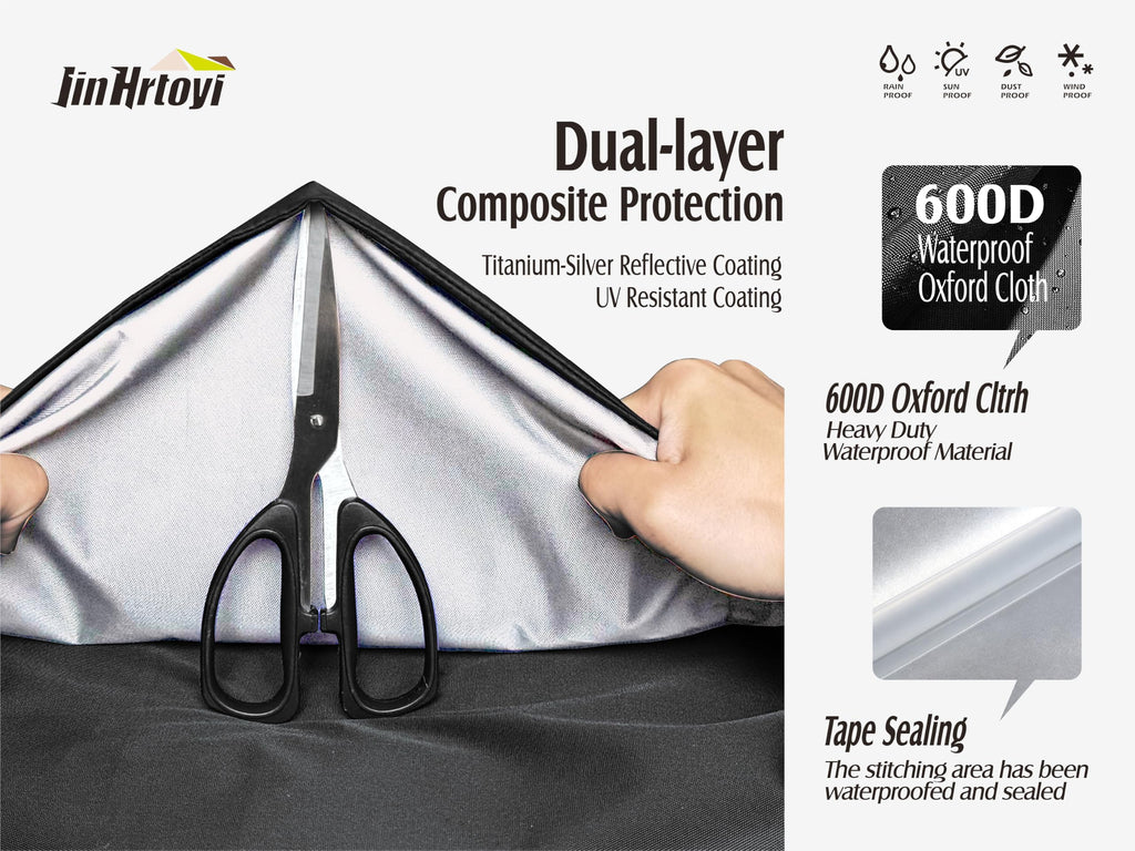 JinHrtoyi 3-Seater Outdoor Couch Cover, 85Wx38Dx35H inches Outdoor Furniture Covers Waterproof, 100% Waterproof Heavy