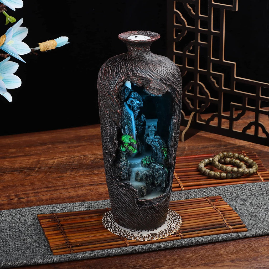 Mountain Waterfall Incense Burner Backflow Incense Burner Incense Smoke Waterfall with 100 Backflow Incense - Set of 100
